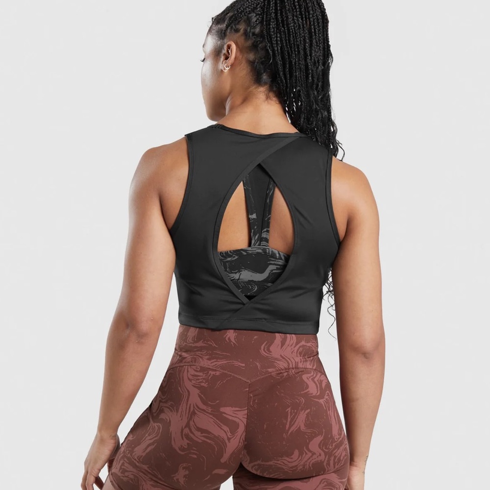 Gymshark Open Back Black Crop Top - Women’s Size Small